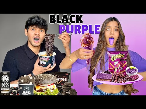 Eating Only One Colour Food for 24 Hours | Black & Purple Challanage - Yash and Hass