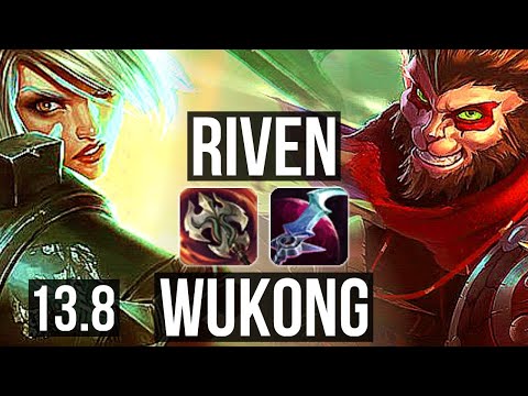 RIVEN vs WUKONG (TOP) | 10/0/3, 7 solo kills, 1.5M mastery, Legendary | KR Diamond | 13.8