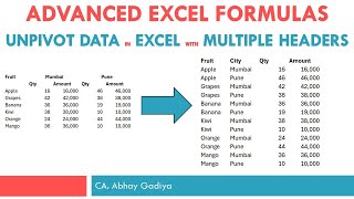 Download the video "Unpivot columns using excel formulas"