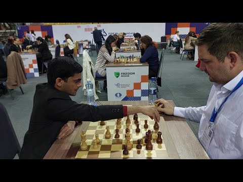 Nihal Sarin adjusts the opponent's Queen before forking it | Nihal Sarin vs Alexander Moiseenko