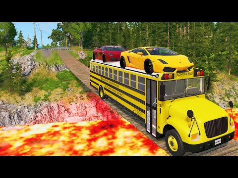 Cars vs Suspension Bridge 😳, But Paul is LAVA  - BeamNG Drive