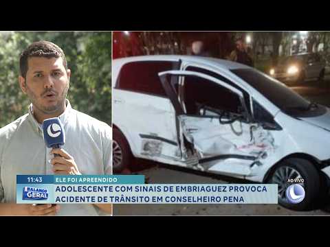 Adolescente com sinais de embriaguez provoca acidente de trânsito em Conselheiro Pena.