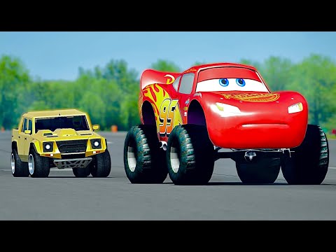 Lightning McQueen Monster Track vs Lamborghini LM004S at Top Gear Track