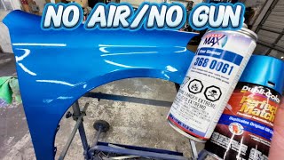 Spray painting a car fender with only aerosol cans! surprising results and problems.