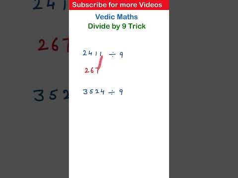 Vedic Maths Tricks for Fast calculations | Divide by 9 | Vedic maths | #35