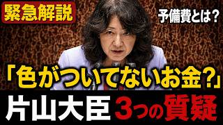 【財務大臣に3つの質疑】「早く止めたのは非常に意味があった」片山さつき大臣から海外出張・予備費・EV課税を読み解く【片山さつき/国会中継】