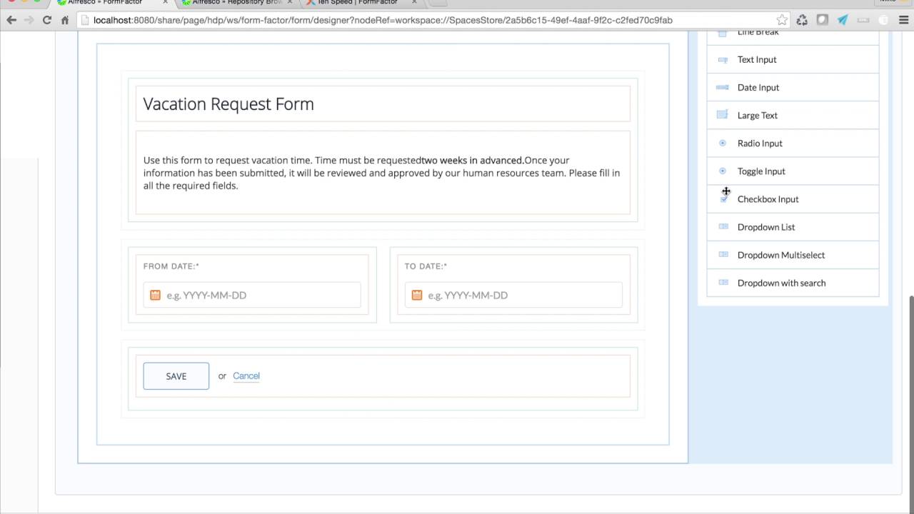 FormFactor for Alfresco