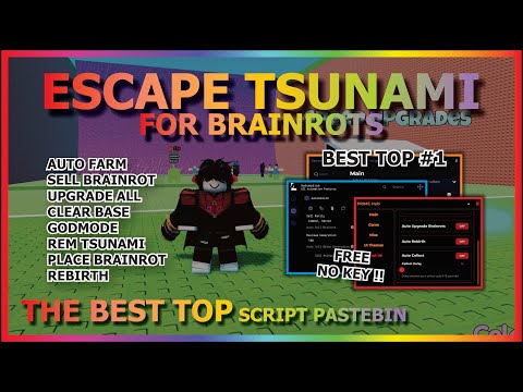 ESCAPE TSUNAMI FOR BRAINROTS Script Pastebin 2026 AUTO FARM, AUTO COLLECT, SELL, UPGRADE (NO KEY) 🌊