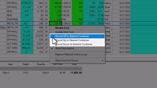 Quick Bid - The Materials Tab