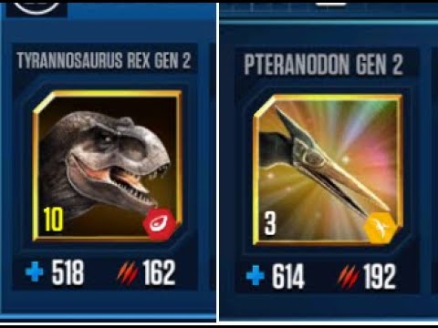 TYRANNOSAURUS REX GEN 2 VS PTERANODON GEN 2 II Jurassic World The Game II Dinosaurs Game
