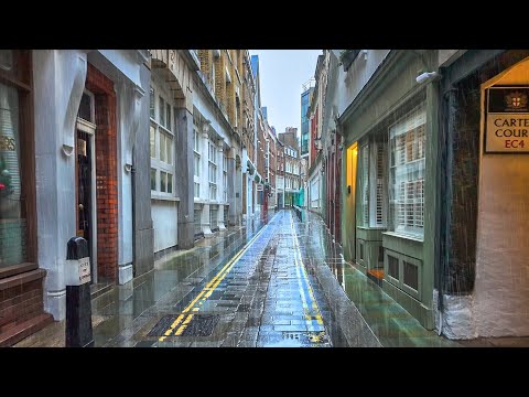 London City Tour 2025 ☔️ Rainy London Winter Walk, City of London to Tower Bridge | 4K HDR