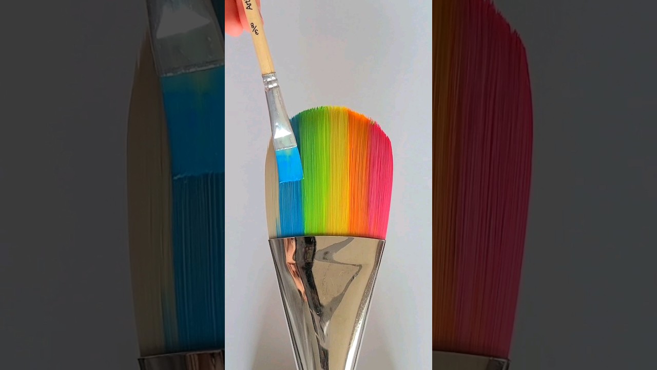 Painting a Rainbow Paintbrush #paint #painting #art #artwork #rainbow #draw #drawing #paintbrush