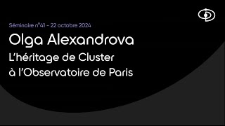 Séminaire n°41 : L’héritage de Cluster à l’Observatoire de Paris