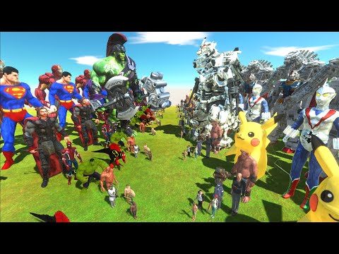 MARVEL WEAPON WAR - MARVEL TEAM vs RANGED WEAPON TEAM - Animal Revolt Battle Simulator