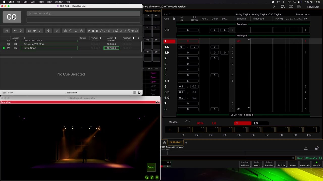 Qlab Triggering EOS w/ Timecode