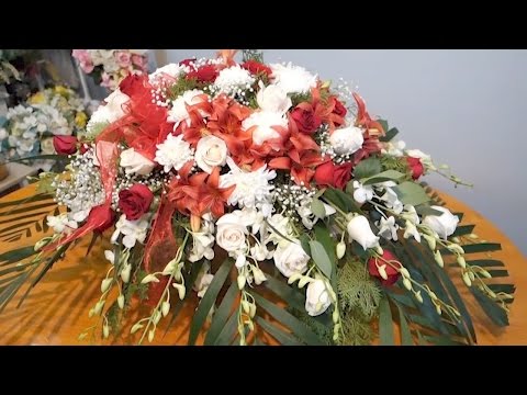 How To Make Open Casket Spray Flower Arrangement. Video