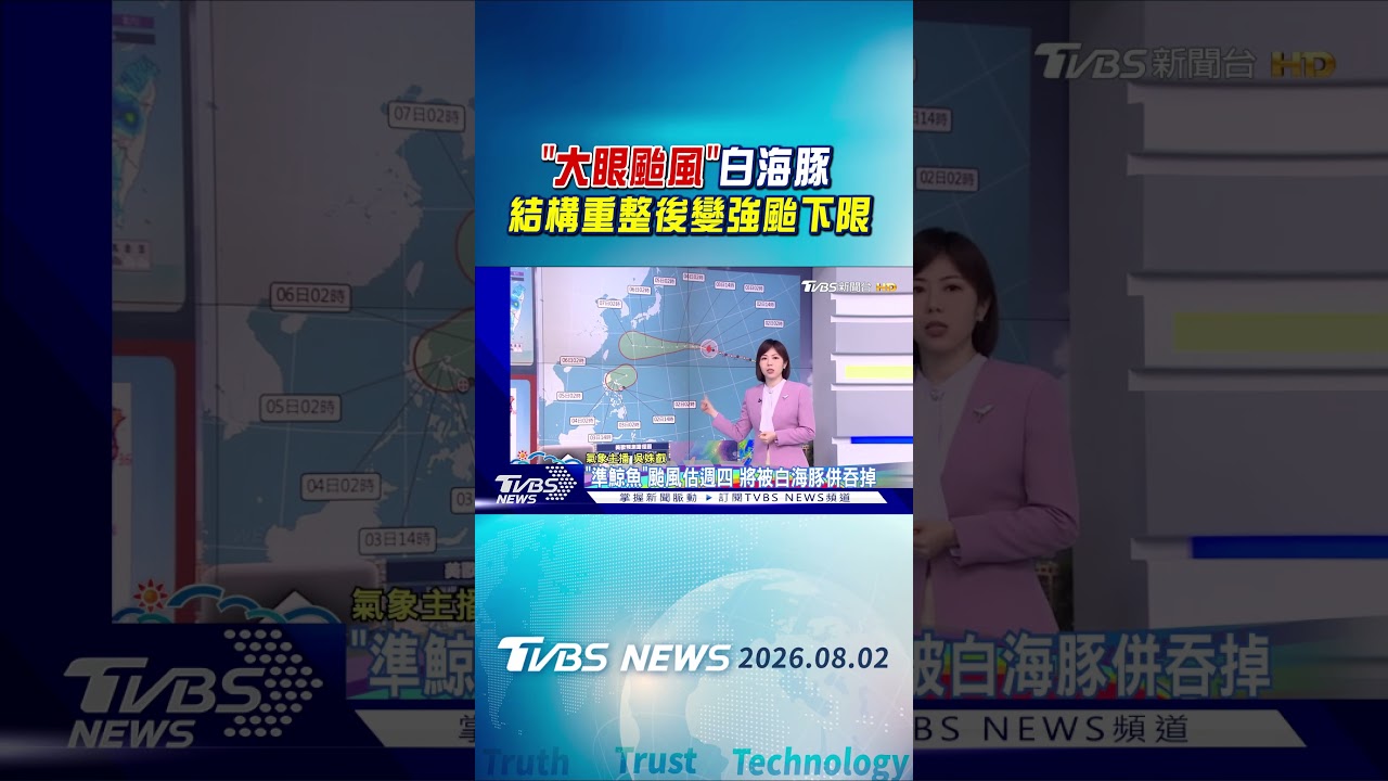 天氣/「大眼颱風」白海豚 結構重整後變強颱下限|氣象主播 吳姝叡|早安氣象|TVBS新聞 20260802 @TVBSNEWS01