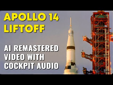 Apollo 14 Liftoff - AI Remastered Video with Cockpit Audio (HD, 1971)