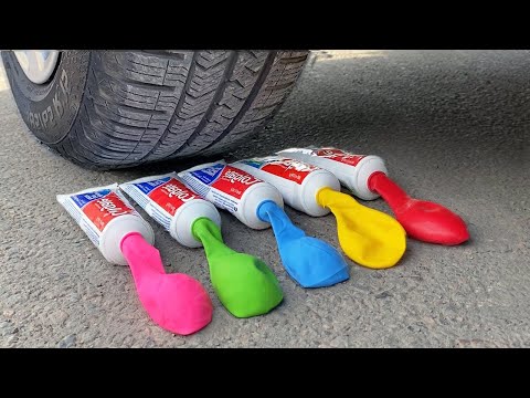 Crushing Crunchy & Soft Things by Car! EXPERIMENT: Car vs Coca Cola, Fanta, Mirinda Balloons