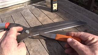 Sharpening and maintaining hedging shears