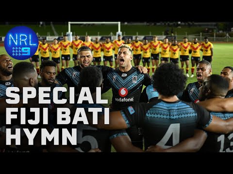All the emotions of Fiji Bati’s Pre Match Hymn: 2024 Pacific Championships | NRL on Nine