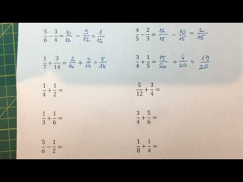 5.  Különböző nevezőjű törtek összeadása, kivonása