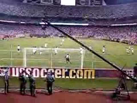 Oguchi Onyewu hits the post vs Argentina.  June 8, 2008