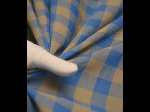 Check Tan and Blue Pure Cotton 95 GSM Handwoven Fabric — video