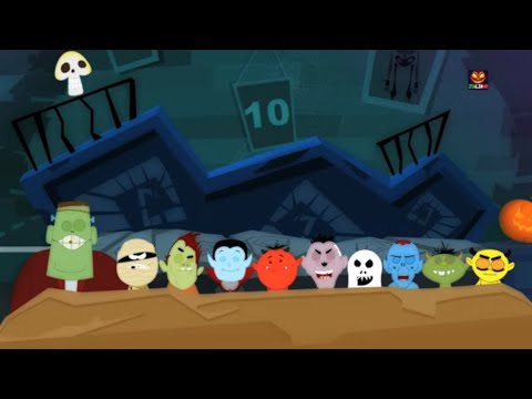 Pauroso - Dieci Nel letto | Numeri 1 a 10 | dieci piccoli zombi | bambini Rima |Scary Ten In The Bed