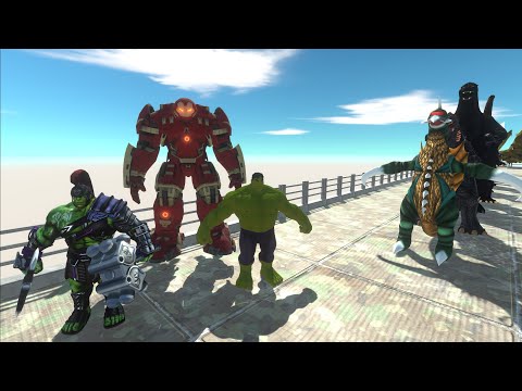 HULK BUSTER & HULK & GLADIATOR HULK DEATH FALL - Animal Revolt Battle Simulator