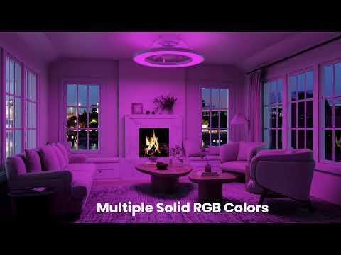 20" Smart Indoor White Flush Mount Dimmable LED Modern Ceiling Fan With 1000+RGB Ambient Light APP/Remote Control