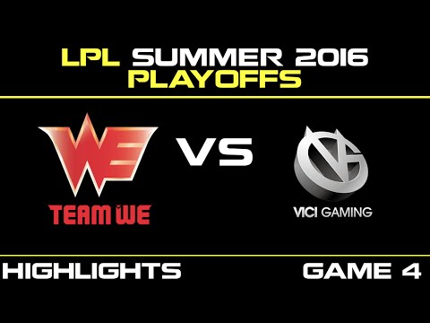 WE vs VG Game 4 Highlights Tencent LPL summer playoffs 2016 Team World Elite vs Vici Gaming