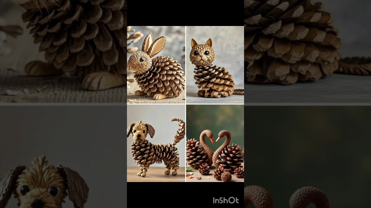 Amazing Pinecone Animal Art | DIY Nature Craft Ideas❤🦊 #shorts #cute #animalart