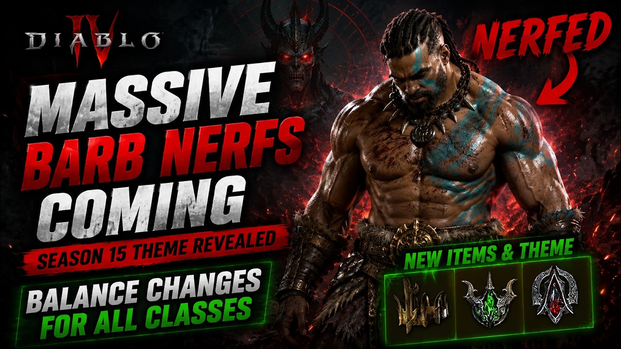 MASSIVE BARB NERFS COMING Season 15 THEME REVEALED - Balance Changes for All Classes