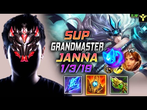 GrandMaster Janna Support vs Leona - 천상계 서폿 잔나 템트리 룬 슈렐 콩콩이 ジャンナ Жанна 风暴之怒 珍娜 - LOL KR 11.18