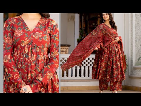 Viral Instagram Anarkli Suit(step by step) V Shape Anarkali/ Aliya Dress making tutorial