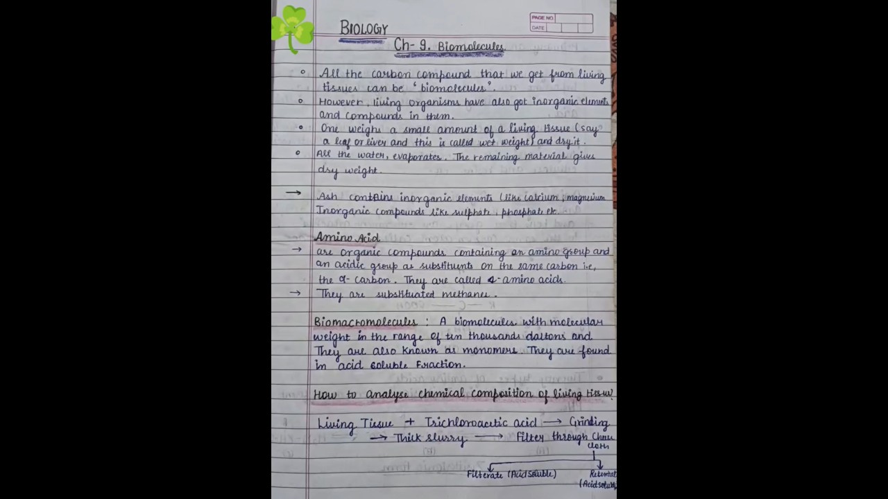 Class 11 Biology Chapter Biomolecules || Ncert Notes || #notes_making #neet