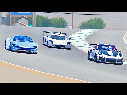 Ultima RS 2020 vs McLaren Speedtail vs Porsche 911 GT2 RS - Laguna Seca