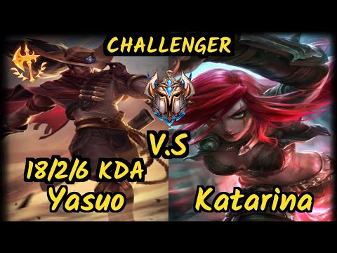 Tinowns (YASUO) vs KATARINA - 18/2/6 KDA MID CHALLENGER GAMEPLAY - BR