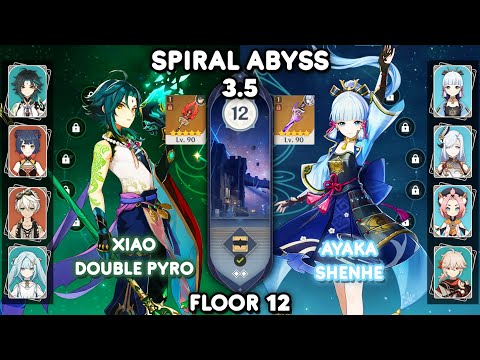 C0 Xiao Double Pyro & C0 Ayaka Shenhe - Spiral Abyss 3.5 Floor 12 [Genshin Impact]