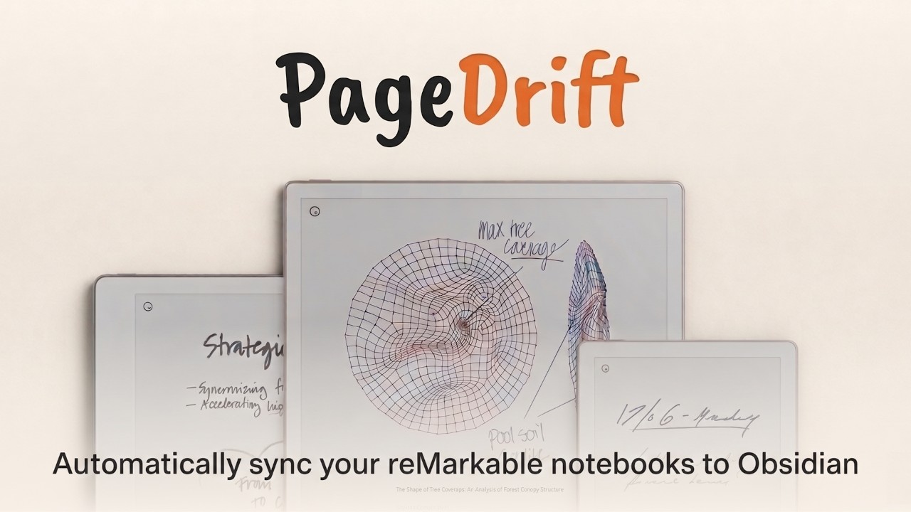 PageDrift demo: reMarkable notes syncing into an Obsidian vault