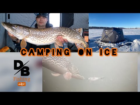 Winter Camping | Ice Fishing for Northern Pike! (Underwater footage!)