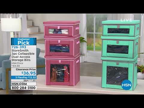 StoreSmith 3piece Collapsible DualAccess Storage Bins