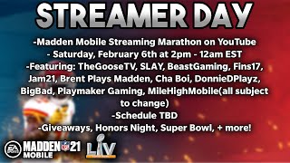 Streamer Day Details! This Saturday from 2pm EST until 1am EST!