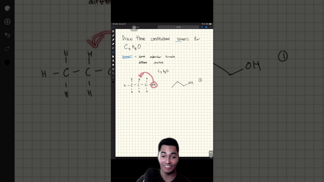 ✏️ Draw all the constitutional isomers for C3H8O.