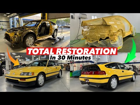 Total Restoration on 1989 Honda CRX Si in 30 Minutes // Y-49 Barbados Yellow