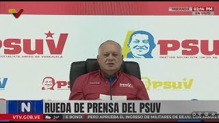 Diosdado Cabello, rueda de prensa del PSUV, 15 de diciembre de 2025