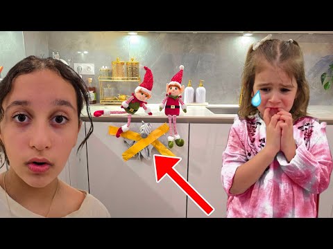 The mischievous elves tied up Rose's cuddly toy #Christmas #noel