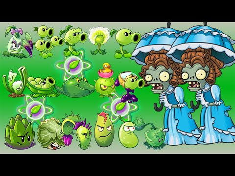 PvZ 2 Challenge - All Green Plants Max Level Power Up Vs 100 Parasol Zombie - Who's Best Plant?