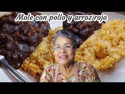 Mole negro de pollo y arroz rojo. 🐔🍅| Cocina tutuli.